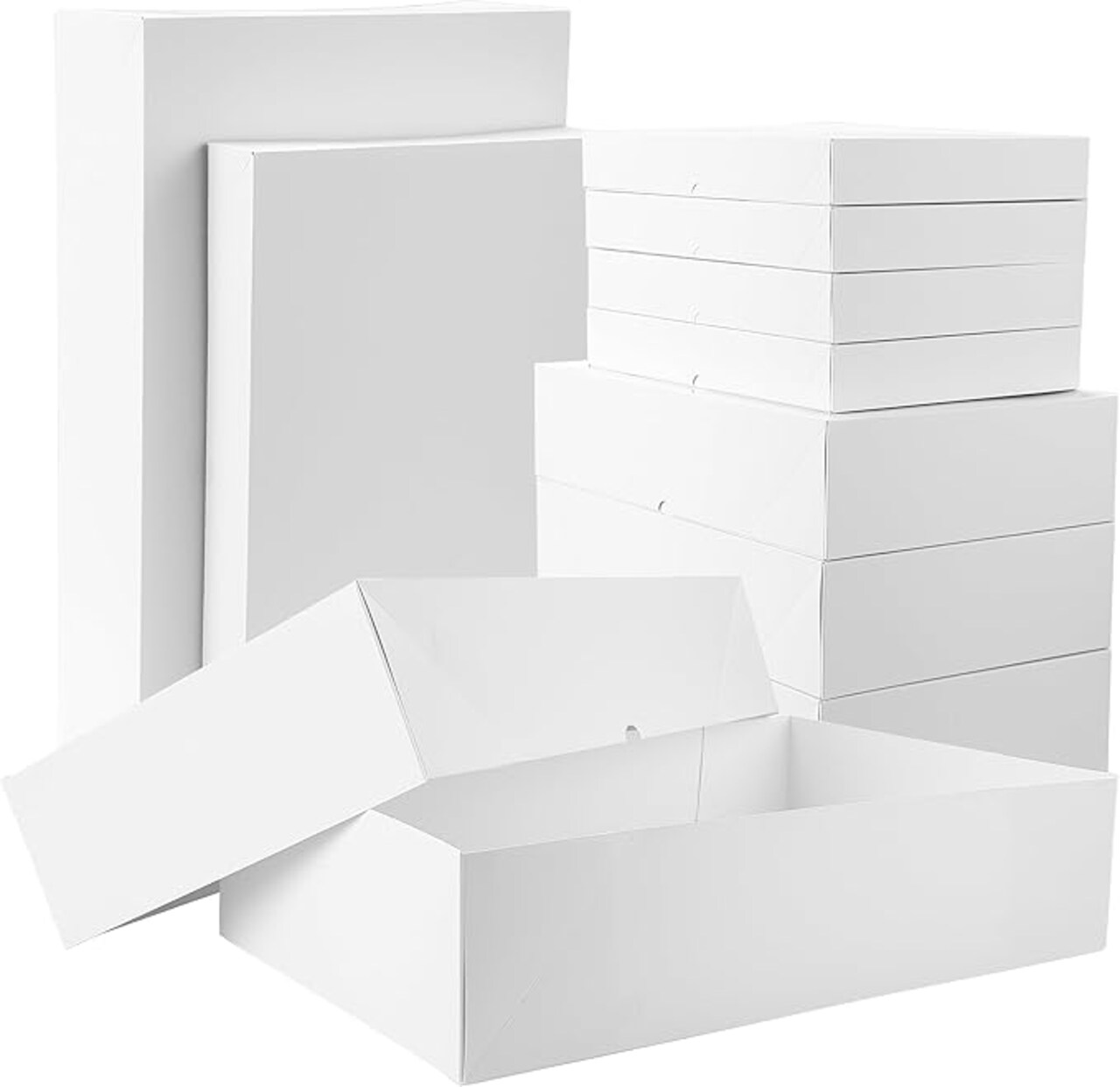 10 Sturdy White Gift Boxes for Presents - Premium Gift Boxes with Lids - 4-inch Deep Robe Boxes and Shirt Boxes